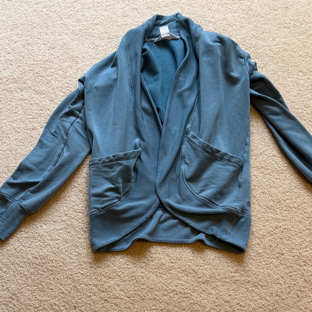 Athleta Girl Teal Open Front Cardigan- size M 8-10